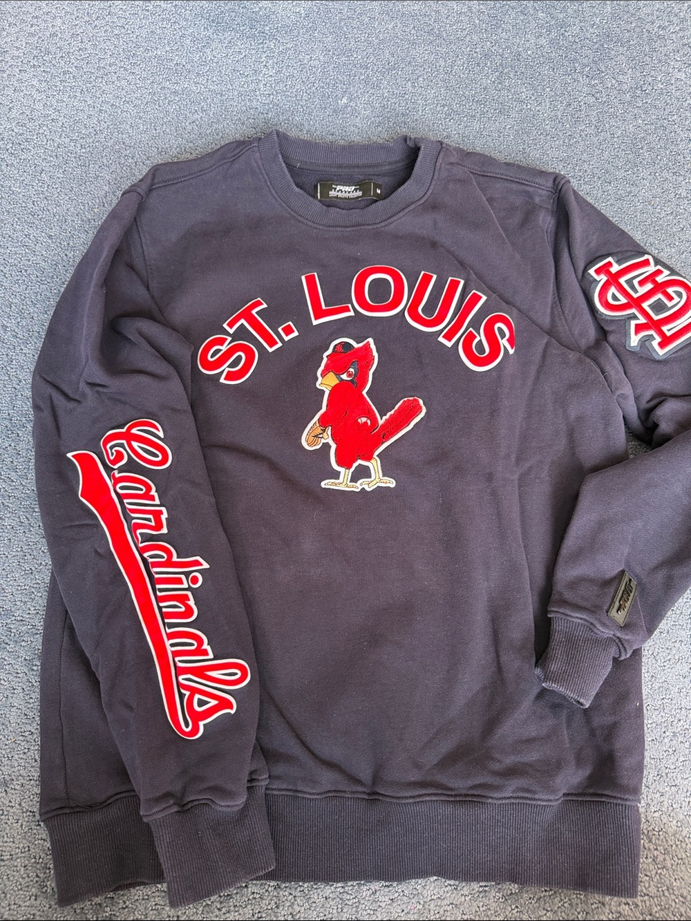 St. Louis Cardinals Crewneck Sweatshirt - Navy with Red Graphics